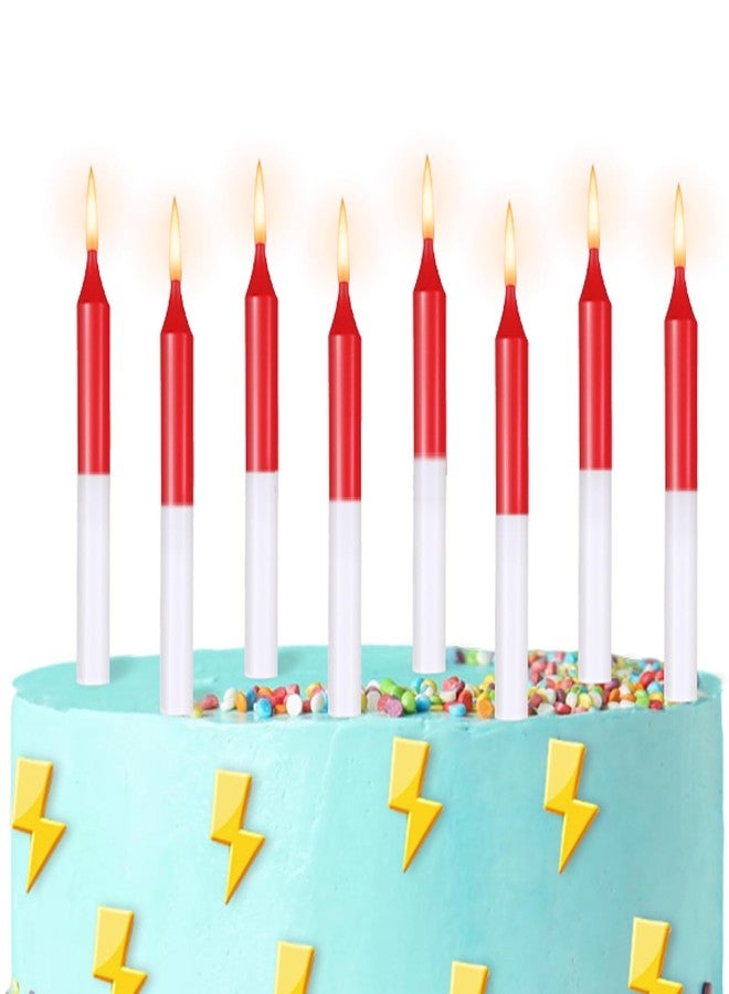 Conelist 12 Pcs Cartoon Red White Birthday Candles Anime Cake Topper for Theme Party Favors Decorations - Image 1
